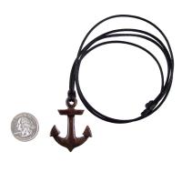 Hand Carved Anchor Necklace, Wooden Anchor Pendant, Mens Wood Necklace, Handmade Nautical Jewelry, Gift for Him