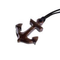 Hand Carved Anchor Necklace, Wooden Anchor Pendant, Mens Wood Necklace, Handmade Nautical Jewelry, Gift for Him