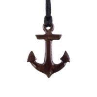 Hand Carved Anchor Necklace, Wooden Anchor Pendant, Mens Wood Necklace, Handmade Nautical Jewelry, Gift for Him