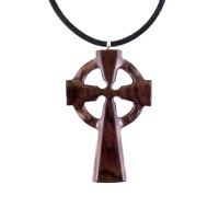 Wooden Celtic Cross Pendant, Hand Carved Celtic Cross Necklace, Wood Cross Necklace Gift for Him, Irish Christian Jewelry