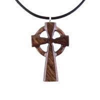 Celtic Cross Pendant, Hand Carved Wood Cross Necklace, Irish Mens Wooden Christian Jewelry, One of a Kind Gift for Him