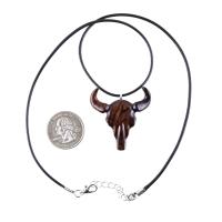 Hand Carved Bull Pendant, Wooden Bull Skull Necklace, Bison Necklace, Mens Ox Pendant, Taurus Jewelry Gift for Him