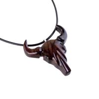 Hand Carved Bull Pendant, Wooden Bull Skull Necklace, Bison Necklace, Mens Ox Pendant, Taurus Jewelry Gift for Him