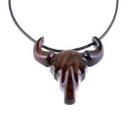 Hand Carved Bull Pendant, Wooden Bull Skull Necklace, Bison Necklace, Mens Ox Pendant, Taurus Jewelry Gift for Him