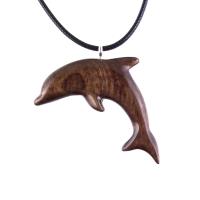 Hand Carved Dolphin Necklace, Wooden Dolphin Pendant, Sea Animal Wood Jewelry, Nautical Gift