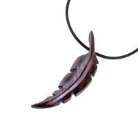 Hand Carved Feather Necklace, Wooden Feather Pendant, Mens Wood Necklace, Tribal Jewelry, One of a Kind Gift for Him