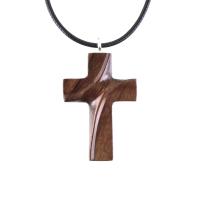 Wooden Cross Necklace, Hand Carved Wood Cross Pendant for Men or Women, Christian Jewelry Gift for Him or Her