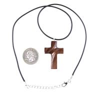 Wooden Cross Necklace, Hand Carved Wood Cross Pendant for Men or Women, Christian Jewelry Gift for Him or Her