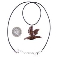 Hand Carved Duck Pendant, Wooden Mallard Necklace, Wood Bird Jewelry