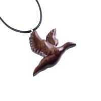 Hand Carved Duck Pendant, Wooden Mallard Necklace, Wood Bird Jewelry