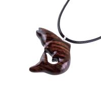Salmon Necklace, Hand Carved Wooden Trout Pendant, Fish Jewelry, Mens Wood Necklace, Fisherman Gift