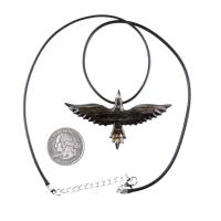 Flying Raven Necklace, Hand Carved Wooden Raven Pendant, Crow Necklace for Men or Women, Wood Bird Pendant, Totem Jewelry