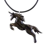 Hand Carved Wooden Unicorn Pendant Necklace, Fantasy Animal Wood Jewelry, One of a Kind Handmade Gift for Her Him