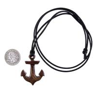Hand Carved Anchor Necklace, Wooden Anchor Pendant, Mens Wood Necklace, Handmade Nautical Jewelry, Gift for Him