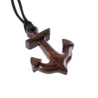 Hand Carved Anchor Necklace, Wooden Anchor Pendant, Mens Wood Necklace, Handmade Nautical Jewelry, Gift for Him