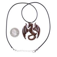 Wooden Dragon Pendant, Hand Carved Dragon Necklace, One of a Kind Fantasy Wood Necklace for Men or Women, Gift for Her Him