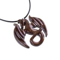 Wooden Dragon Pendant, Hand Carved Dragon Necklace, One of a Kind Fantasy Wood Necklace for Men or Women, Gift for Her Him