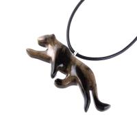 Panther Necklace, Hand Carved Wooden Panther Pendant, Jaguar Necklace, Totem Spirit Animal Wood Jewelry