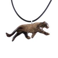 Panther Necklace, Hand Carved Wooden Panther Pendant, Jaguar Necklace, Totem Spirit Animal Wood Jewelry