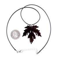Hand Carved Wooden Leaf Pendant, Maple Leaf Necklace, Woodland Jewelry for Men or Women, Wood Jewelry Gift for Him Her
