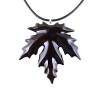 Hand Carved Wooden Leaf Pendant, Maple Leaf Necklace, Woodland Jewelry for Men or Women, Wood Jewelry Gift for Him Her