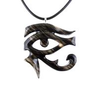 Eye of Horus Necklace, Hand Carved Wooden Eye of Horus Pendant, Eye of Ra Egyptian Amulet for Men or Women