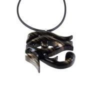 Eye of Horus Necklace, Hand Carved Wooden Eye of Horus Pendant, Eye of Ra Egyptian Amulet for Men or Women