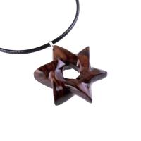 Star of David Pendant, Hand Carved Wooden Jewish Star Necklace for Men or Women, Wood Jewish Jewelry