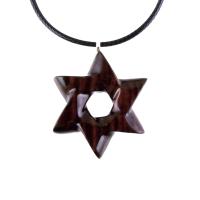 Star of David Pendant, Hand Carved Wooden Jewish Star Necklace for Men or Women, Wood Jewish Jewelry