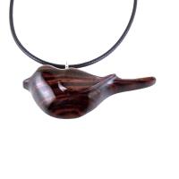 Bird Necklace, Wooden Bird Pendant, Hand Carved Chickadee Necklace, Unique Wood Jewelry Gift