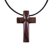 Hand Carved Wooden Cross Pendant, Handmade Wood Cross Necklace, Mens Christian Jewelry