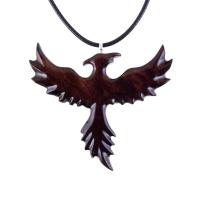 Hand Carved Phoenix Necklace, Wooden Rising Phoenix Pendant for Men or Women, Wood Firebird Necklace, Fantasy Inspirational Jewelry