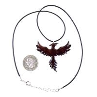 Hand Carved Phoenix Necklace, Wooden Rising Phoenix Pendant for Men or Women, Wood Firebird Necklace, Fantasy Inspirational Jewelry