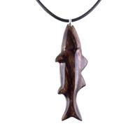 Hand Carved Fish Necklace, Wooden Striped Bass Pendant, Fishermen Jewelry, Mens Wood Necklace, One of a Kind Gift for Him