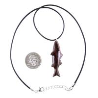 Hand Carved Fish Necklace, Wooden Striped Bass Pendant, Fishermen Jewelry, Mens Wood Necklace, One of a Kind Gift for Him