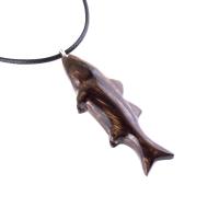 Hand Carved Fish Necklace, Wooden Striped Bass Pendant, Fishermen Jewelry, Mens Wood Necklace, One of a Kind Gift for Him