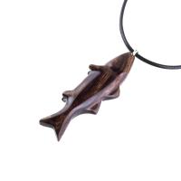 Hand Carved Fish Necklace, Wooden Striped Bass Pendant, Fishermen Jewelry, Mens Wood Necklace, One of a Kind Gift for Him