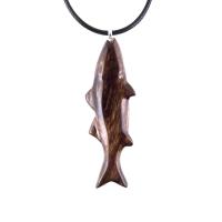 Hand Carved Fish Necklace, Wooden Striped Bass Pendant, Fishermen Jewelry, Mens Wood Necklace, One of a Kind Gift for Him