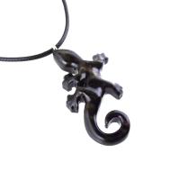 Hand Carved Lizard Pendant, Wooden Gecko Necklace, Wood Salamander Pendant, Totem Reptile Jewelry