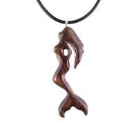 Hand Carved Wooden Mermaid Necklace, Mermaid Pendant, Wood Siren Jewelry, One of a Kind Gift for Women