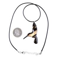 Hummingbird Necklace, Wooden Hummingbird Pendant, Hand Carved Wood Bird Jewelry, One of a Kind Handmade Gift for Her