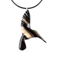 Hummingbird Necklace, Wooden Hummingbird Pendant, Hand Carved Wood Bird Jewelry, One of a Kind Handmade Gift for Her