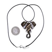 Elephant Necklace, Hand Carved Wooden Elephant Pendant, Ganesha Spiritual Jewelry, Wood Animal Pendant Gift for Him Her