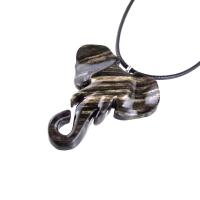 Elephant Necklace, Hand Carved Wooden Elephant Pendant, Ganesha Spiritual Jewelry, Wood Animal Pendant Gift for Him Her