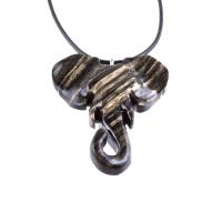 Elephant Necklace, Hand Carved Wooden Elephant Pendant, Ganesha Spiritual Jewelry, Wood Animal Pendant Gift for Him Her