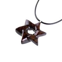 Star of David Pendant, Hand Carved Wooden Jewish Star Necklace for Men or Women, Wood Jewish Jewelry