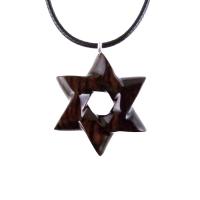Star of David Pendant, Hand Carved Wooden Jewish Star Necklace for Men or Women, Wood Jewish Jewelry