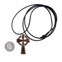 Celtic Cross Pendant, Hand Carved Wood Cross Necklace, Irish Mens Wooden Christian Jewelry, One of a Kind Gift for Him