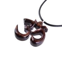 Hand Carved Ohm Necklace, Wooden Om Pendant, Namaste Yoga Wood Jewelry Gift
