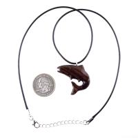 Salmon Necklace, Hand Carved Wooden Trout Pendant, Fish Jewelry, Mens Wood Necklace, Fisherman Gift